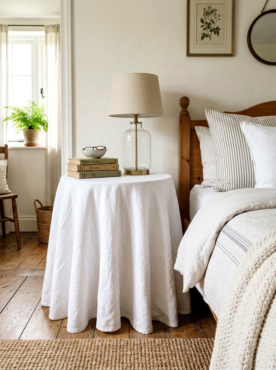 Linen Skirted Side Table - 30 tailored skirted furniture ideas