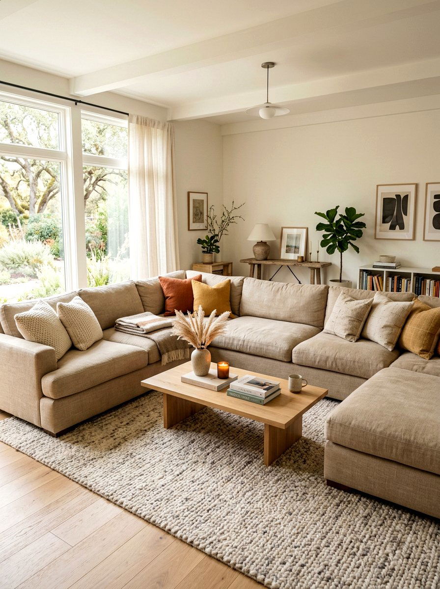 Linen Sofa Seating - 30 toasted beige living room ideas