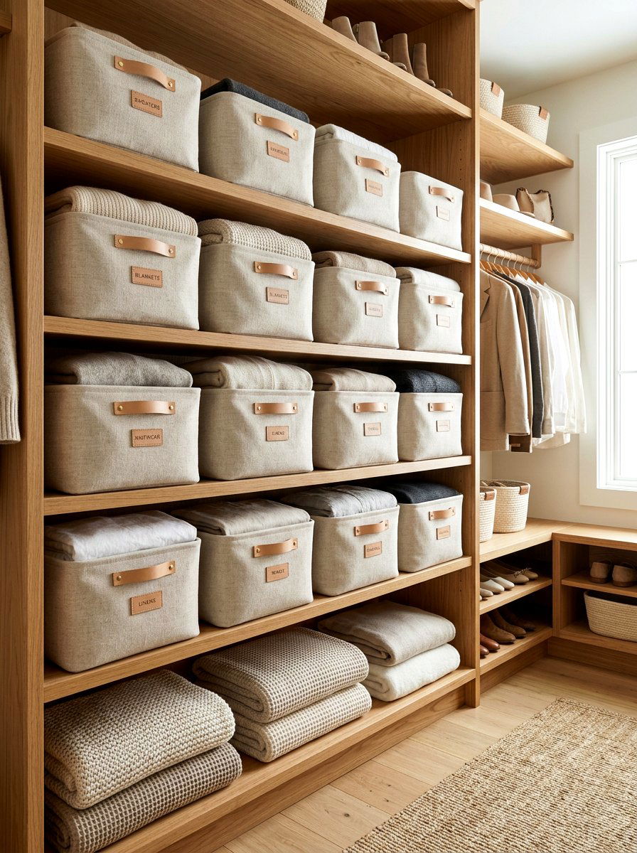 Linen Storage Bins - 30 linen decor ideas