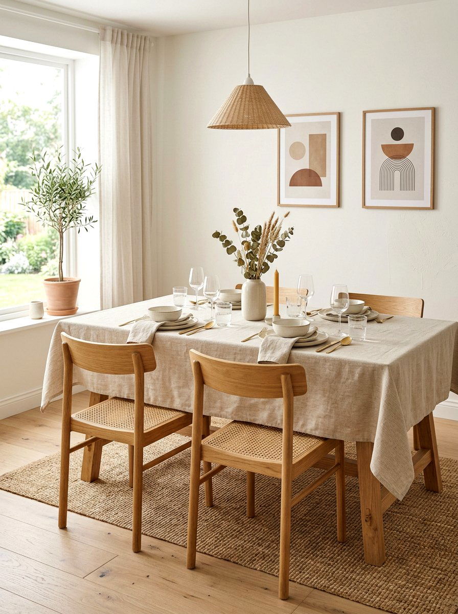 Linen Tablecloth Layout - 30 dining table decor ideas