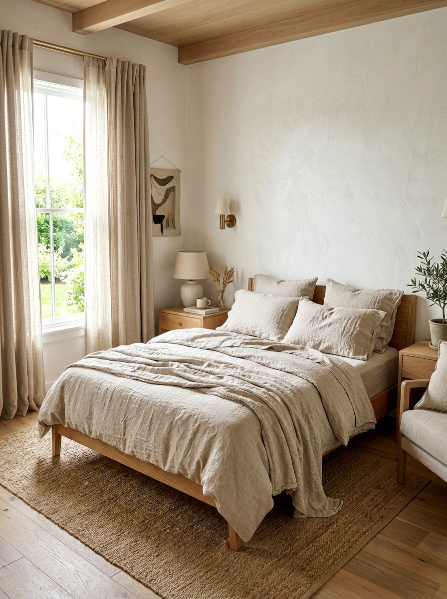 Linen Textile Guest Suite - 30 biophilic interior design ideas