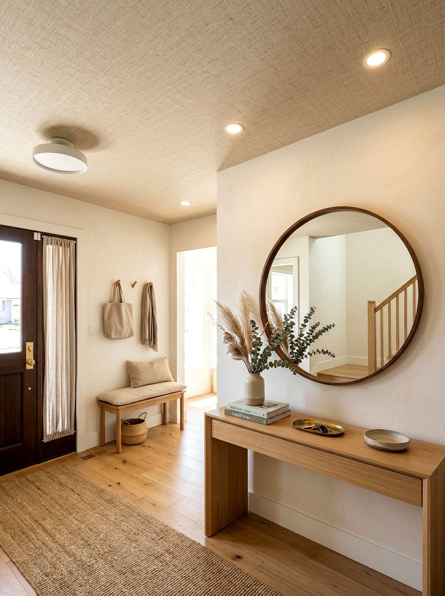 Linen Textured Entryway - 30 wallpaper ceiling ideas