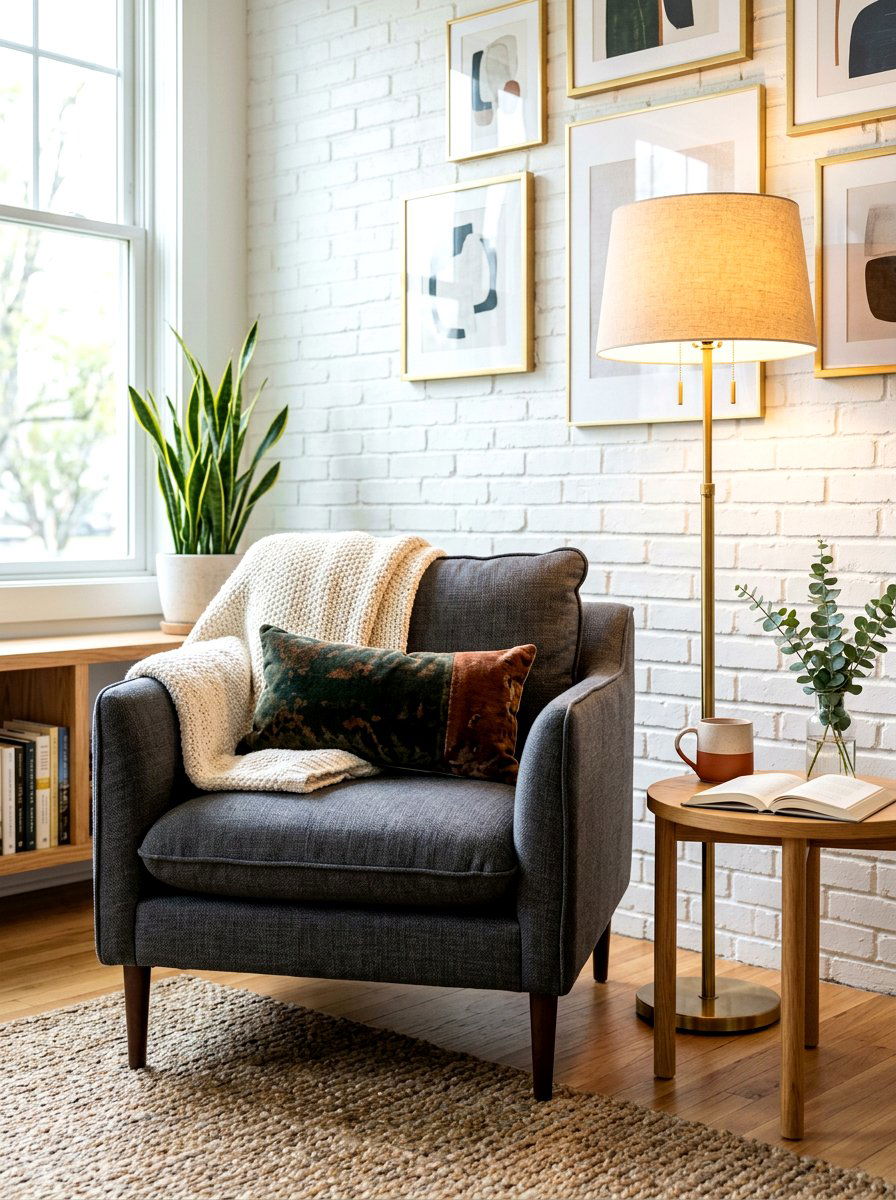 Linen Upholstered Armchair - 30 linen decor ideas