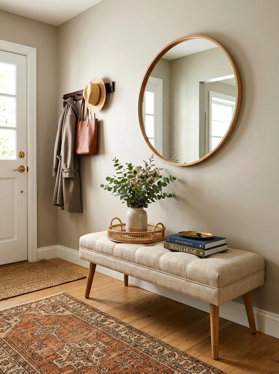 Linen Upholstered Bench - 30 linen decor ideas