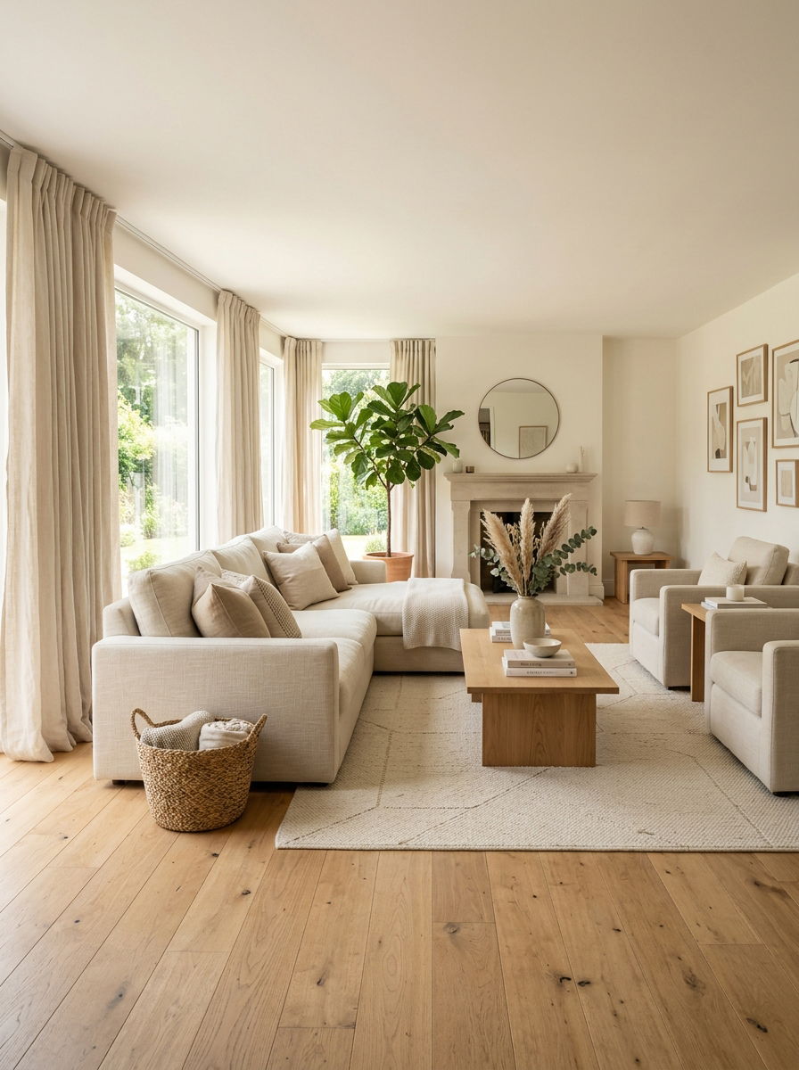 Linen Upholstered Living Room - 30 organic modern living space ideas
