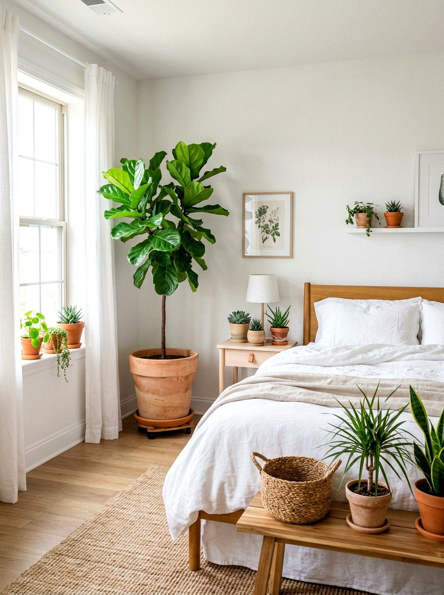 Linen White Bedroom Indoor Plant - 30 linen white bedroom ideas