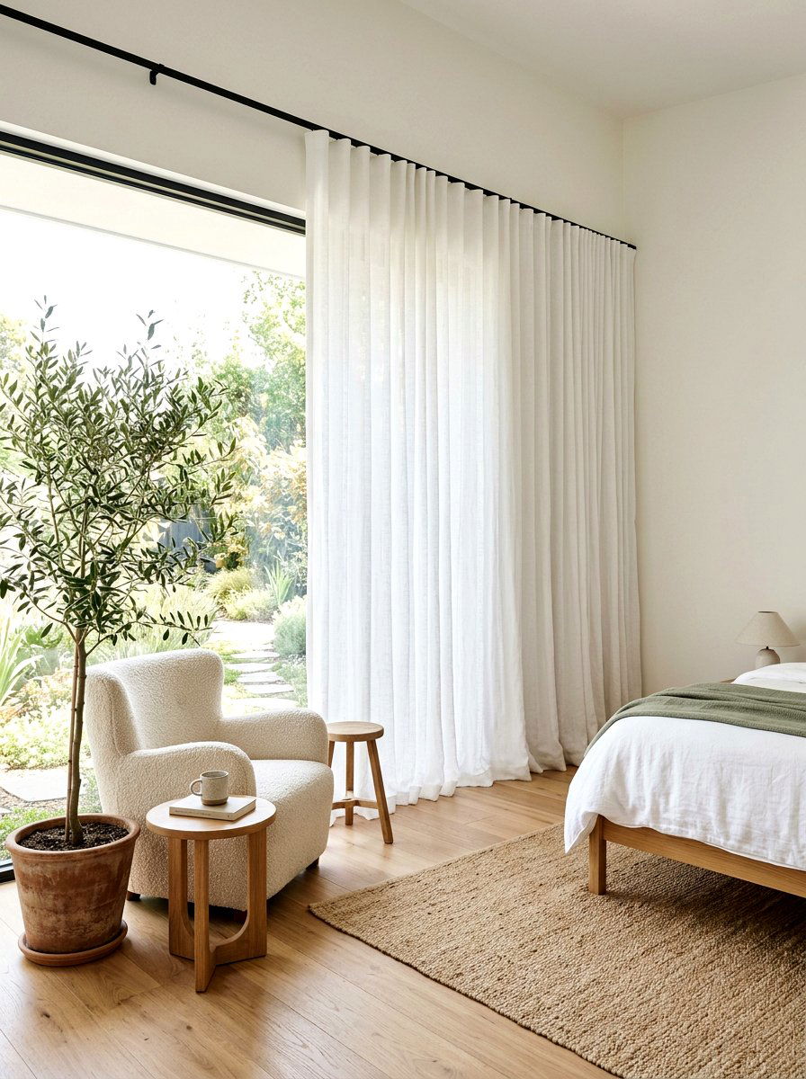 Linen Window Drape - 30 flower market bedroom ideas