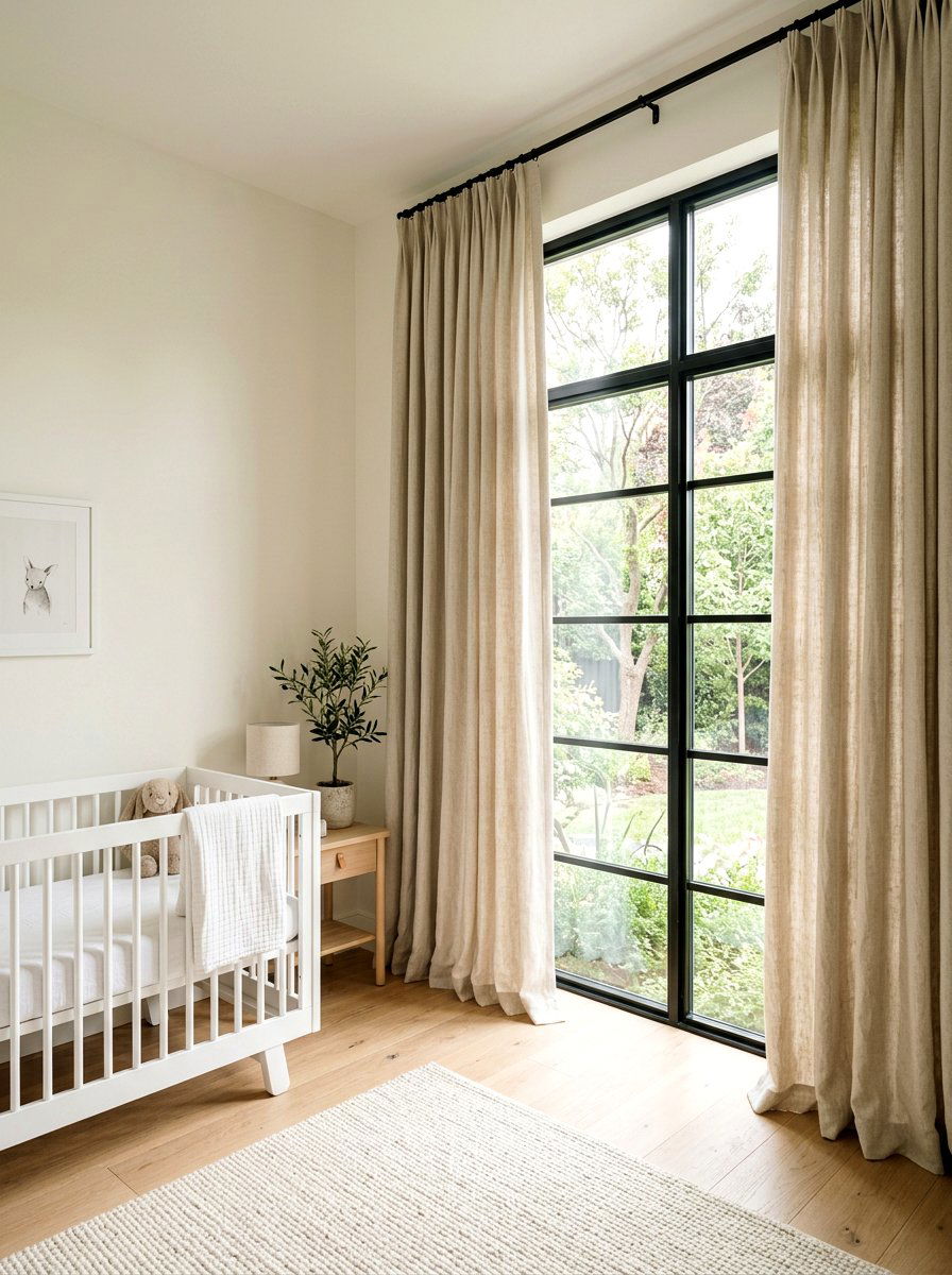 Linen Window Treatment - 30 soft heirloom nursery ideas