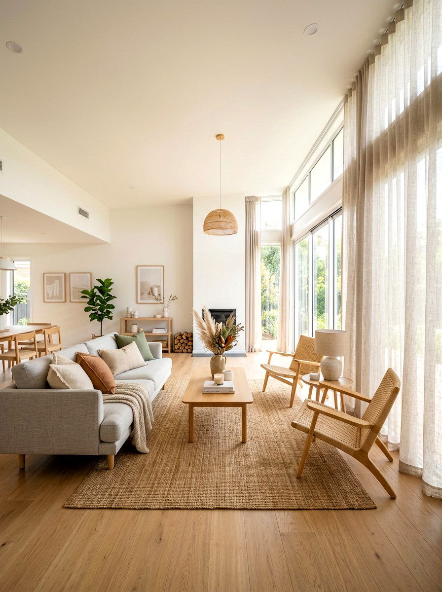Linen Window Treatments - 30 layered texture living room ideas