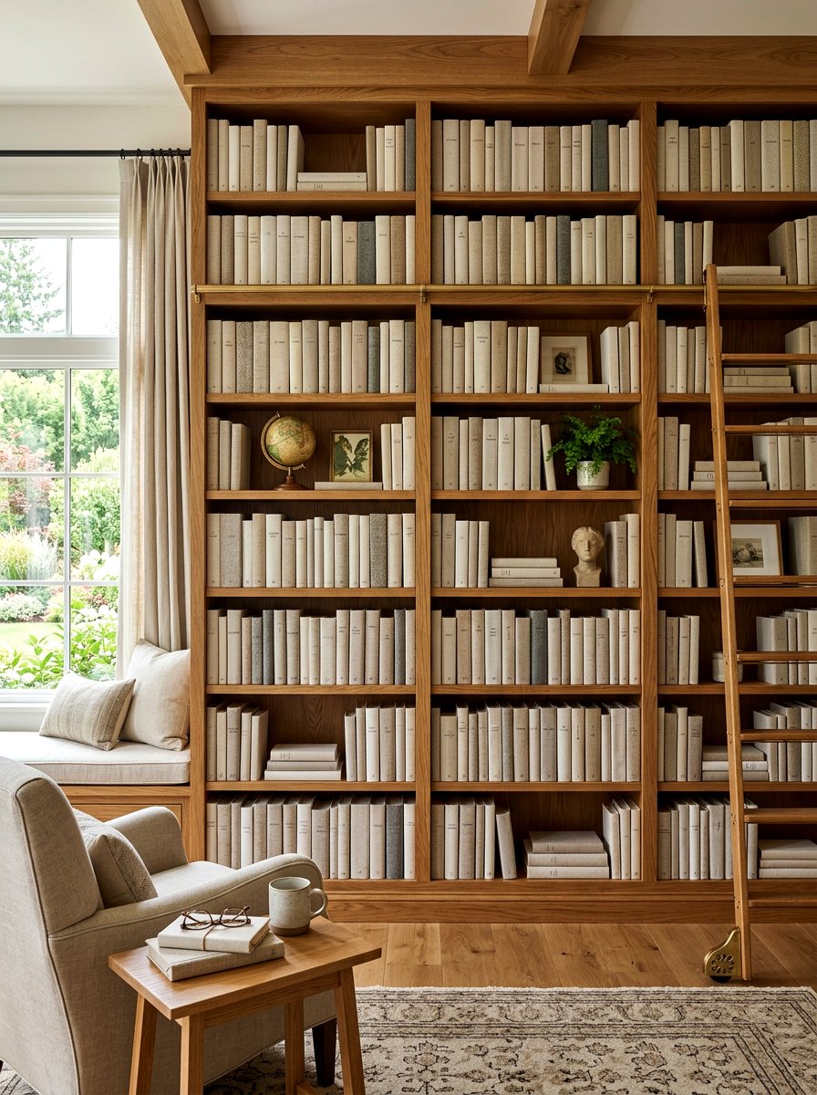 Linen Wrapped Bookshelf - 30 linen decor ideas