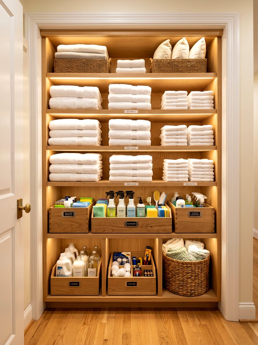 Linen closet organization unit - 30 green cleaning station ideas