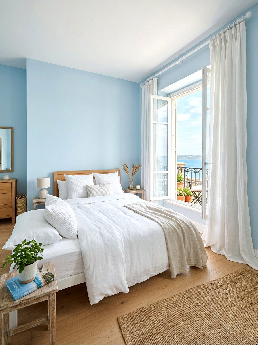 Linen curtain bedroom - 30 coastal prep bedroom ideas