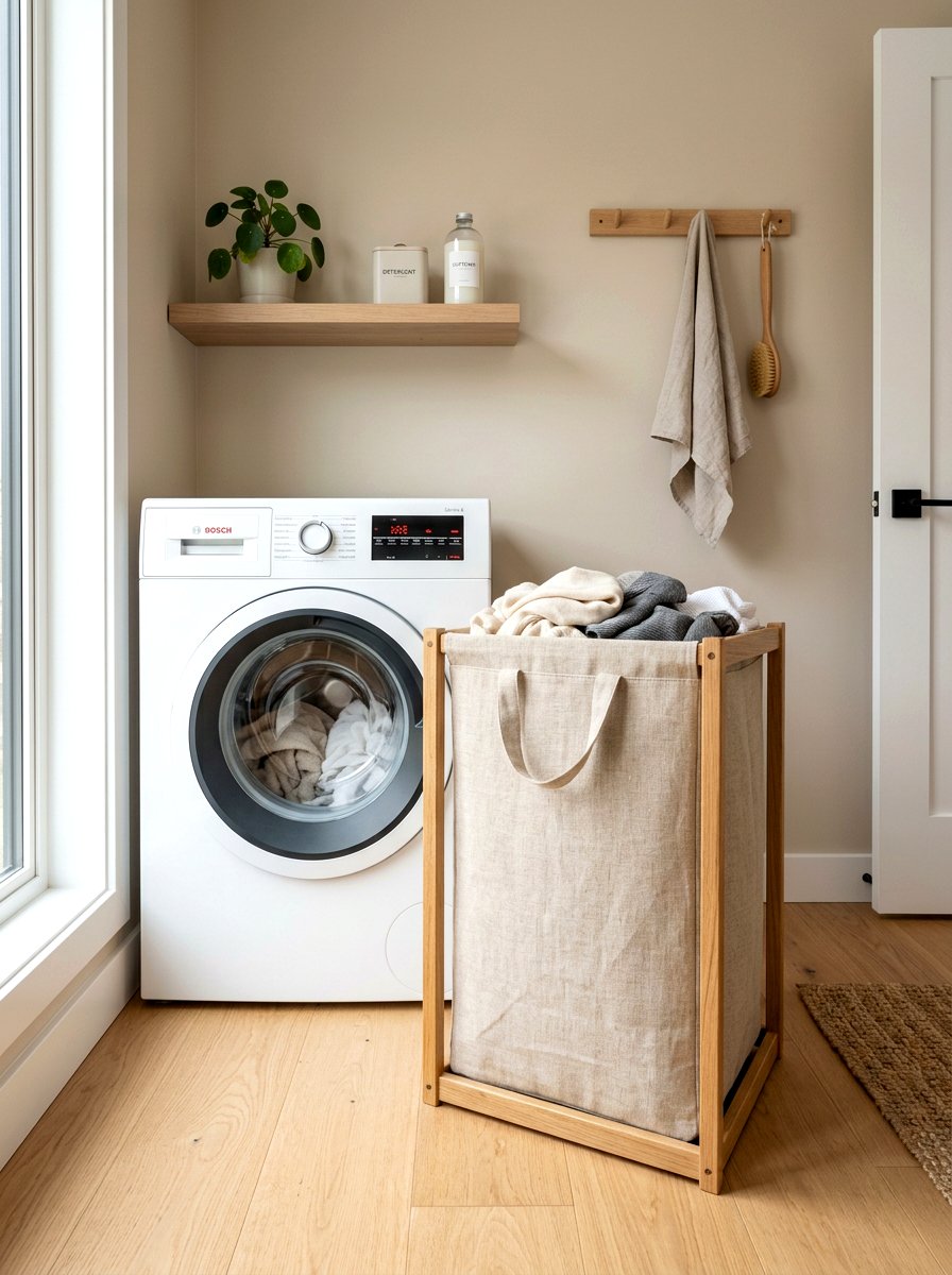 Linen laundry hamper - 30 eco laundry room ideas