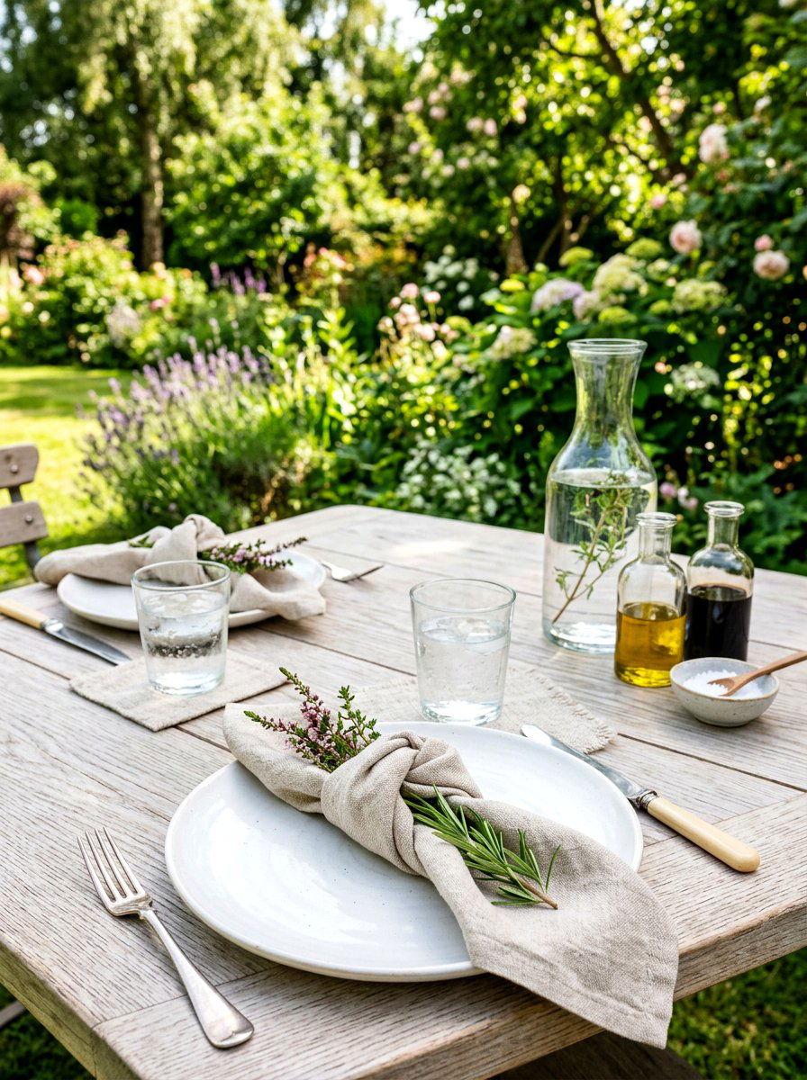 Linen napkin table setting - 30 garden baby shower table ideas