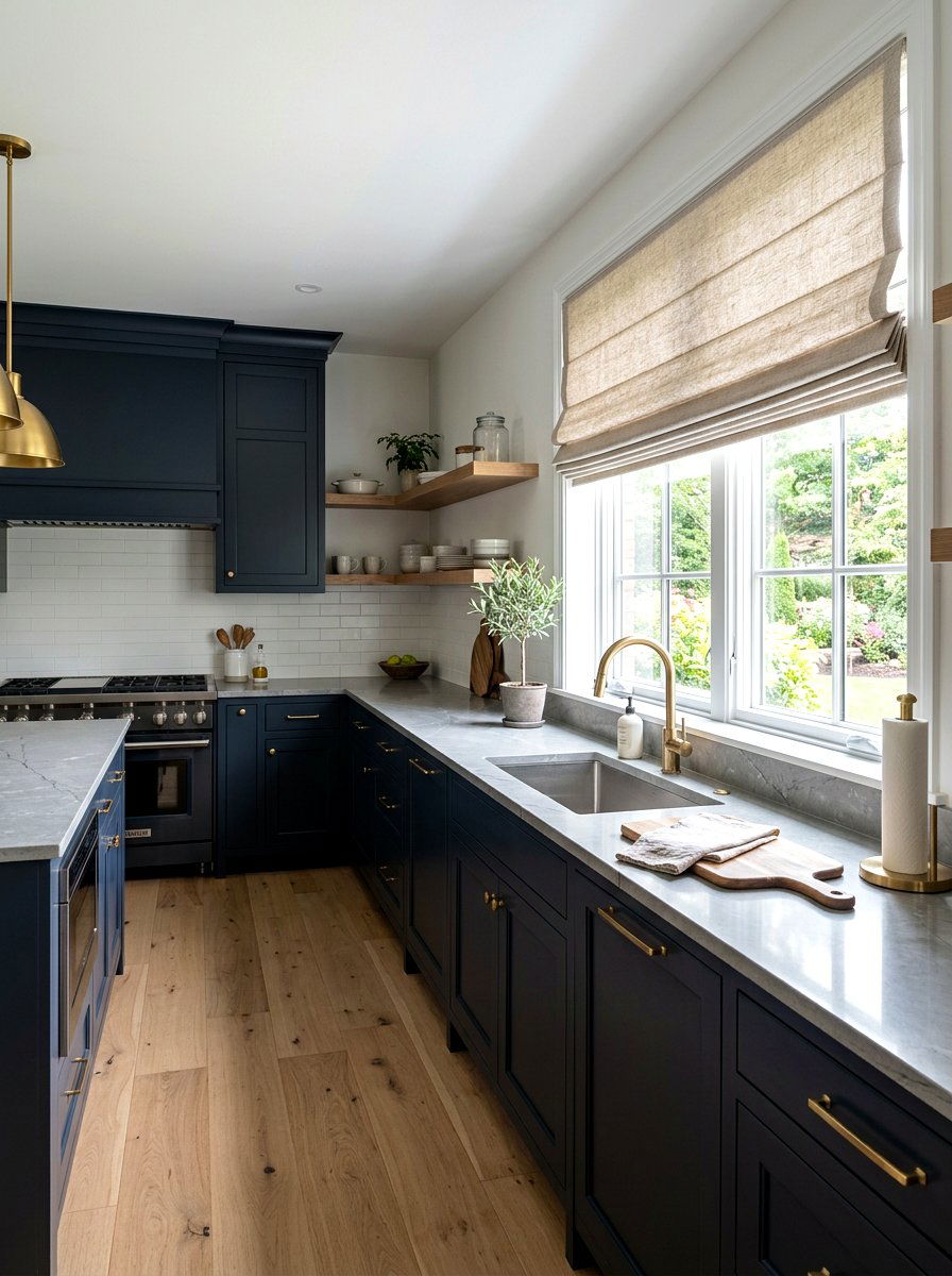 Linen roman shades - 30 kitchen curtain sink ideas