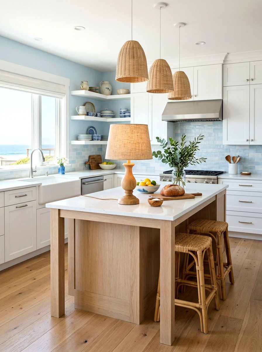 Linen shade lamp kitchen island - 30 table lamp kitchen island ideas