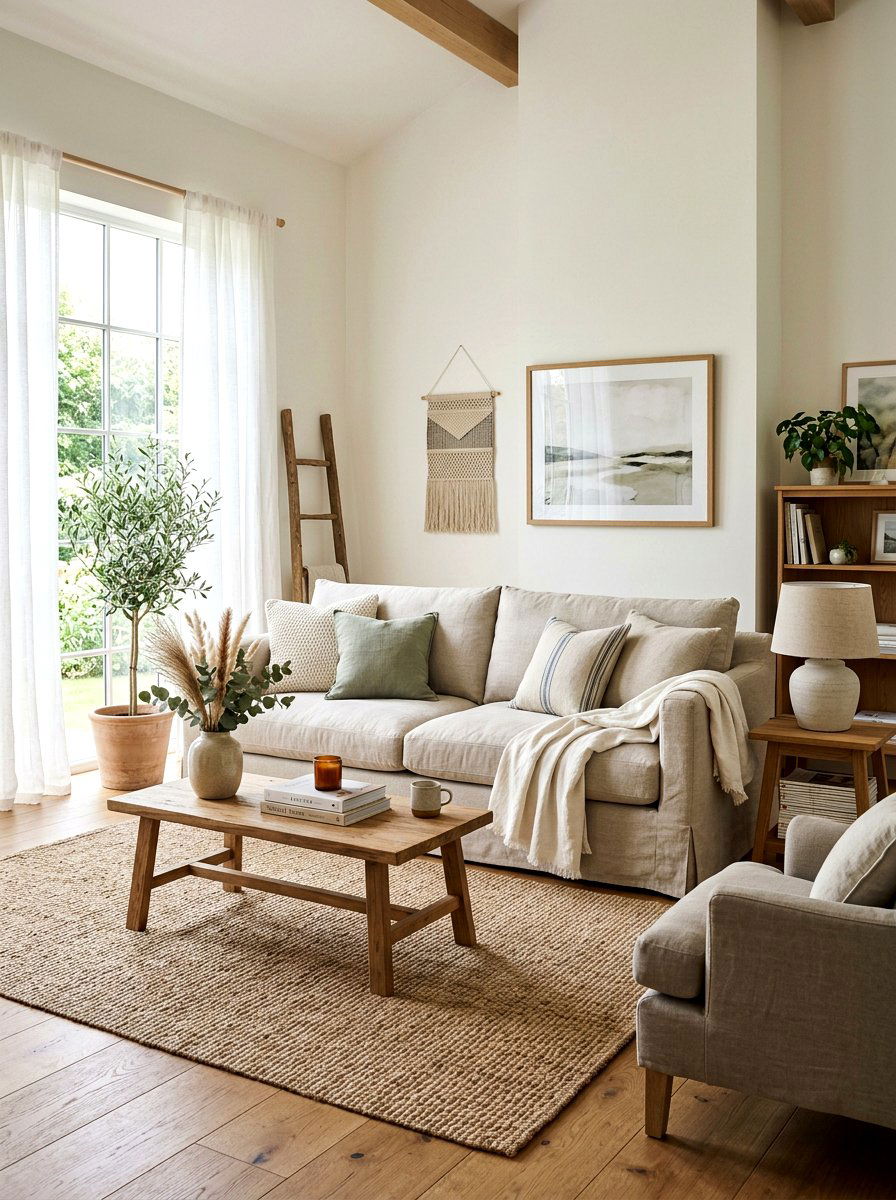 Linen sofa living room - 30 warm Mediterranean lounge ideas