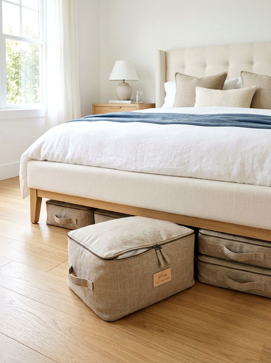 Linen storage bags - 30 under bed storage aesthetic ideas