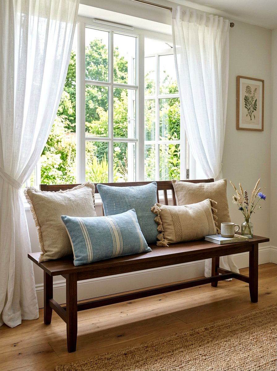 Linen throw pillows - 30 summer foyer decor ideas