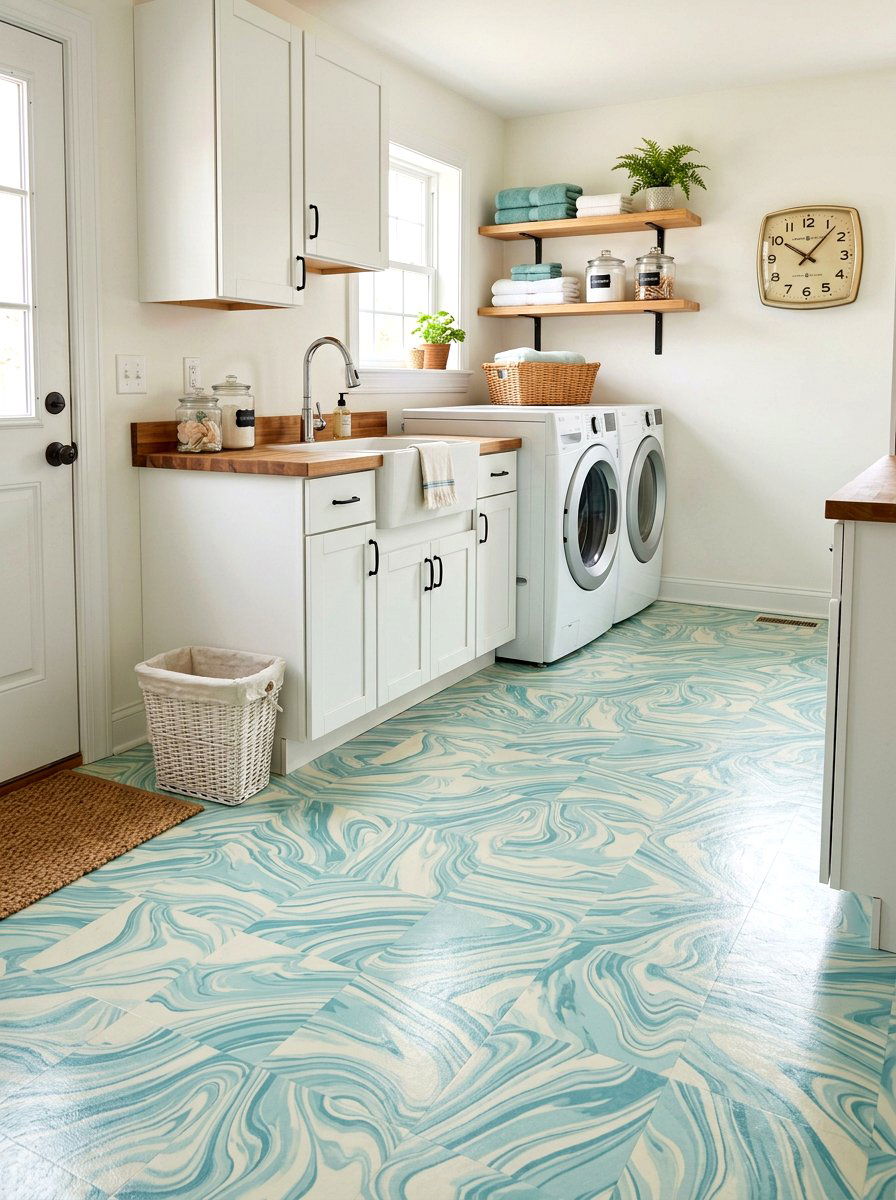 Linoleum floor laundry room - 30 vintage laundry room ideas