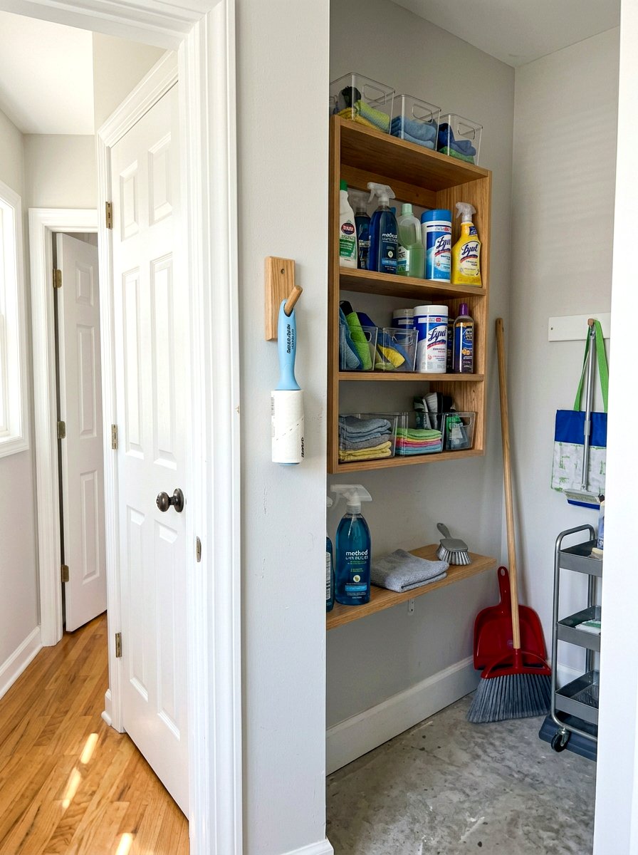 Lint Roller Wall Hook - 30 cleaning closet organization ideas