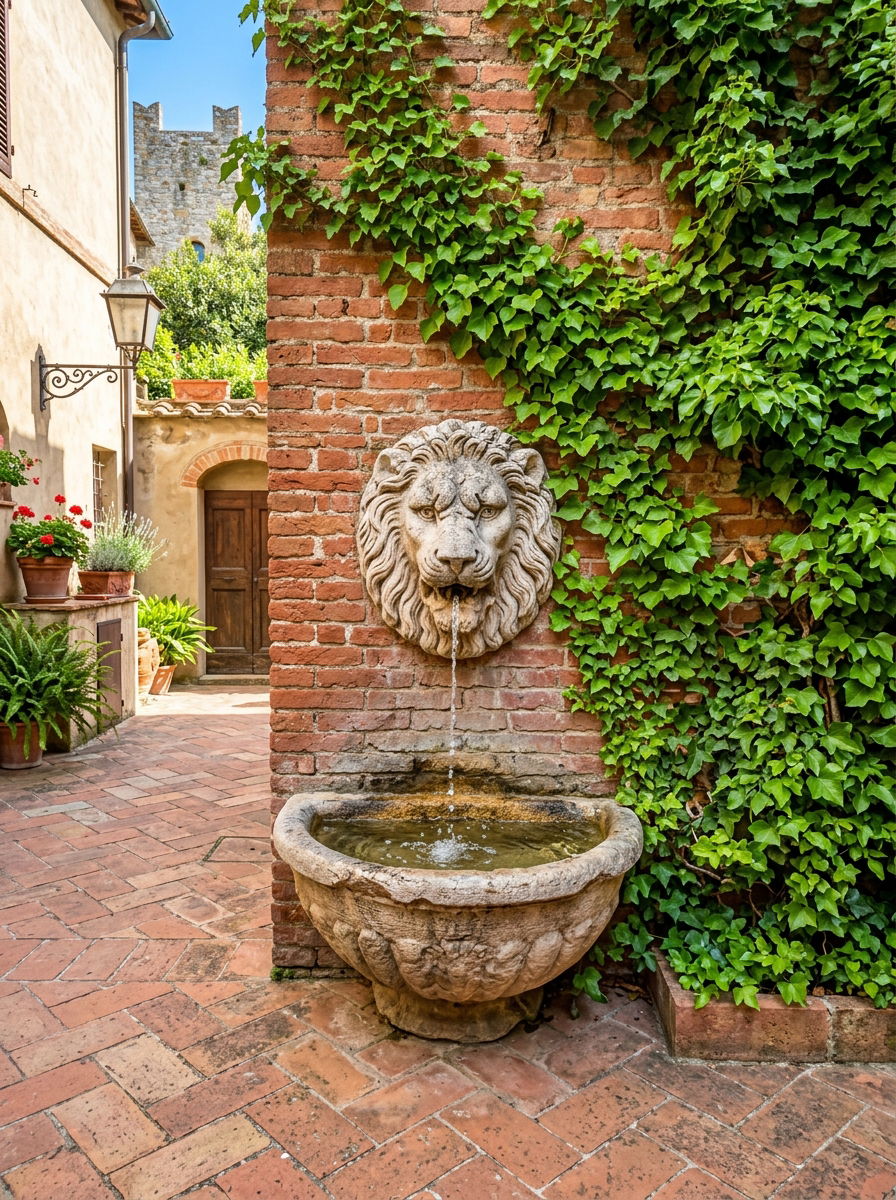 Lion head wall fountain - 30 wall fountain ideas