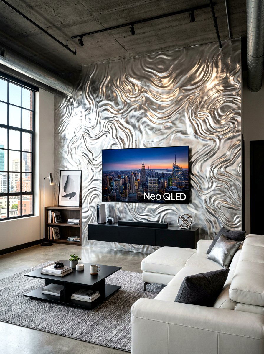 Liquid Metal Texture - 30 futuristic glam living room ideas