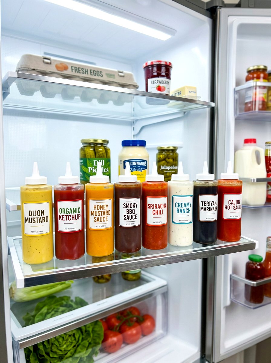 Liquid condiment squeeze bottles - 30 pantry decanting ideas