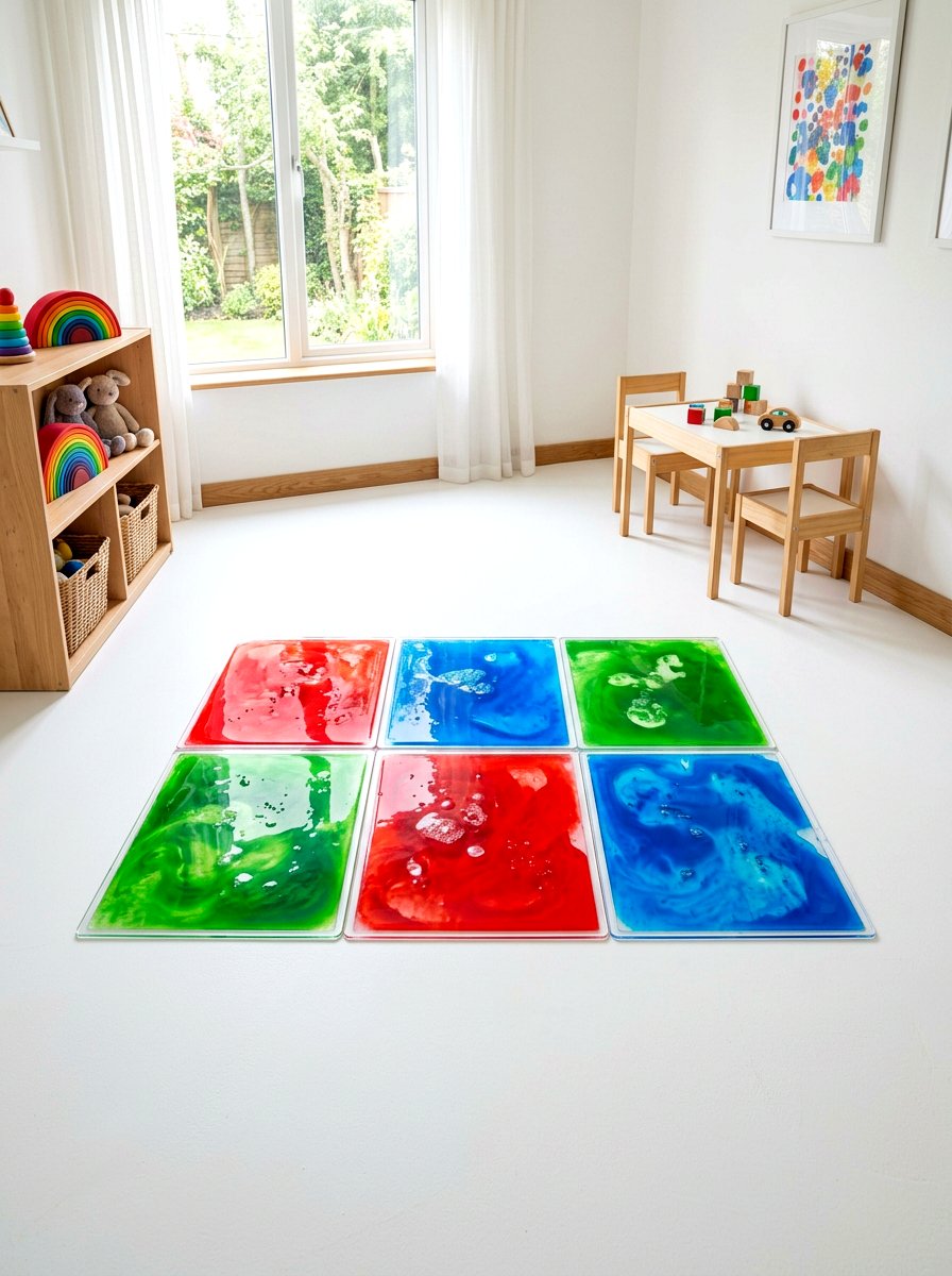 Liquid floor tiles for kids - 30 sensory playroom ideas
