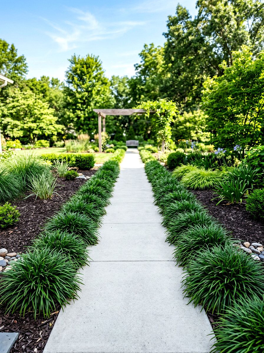 Liriope grass like walkway - 30 walkway border planting ideas