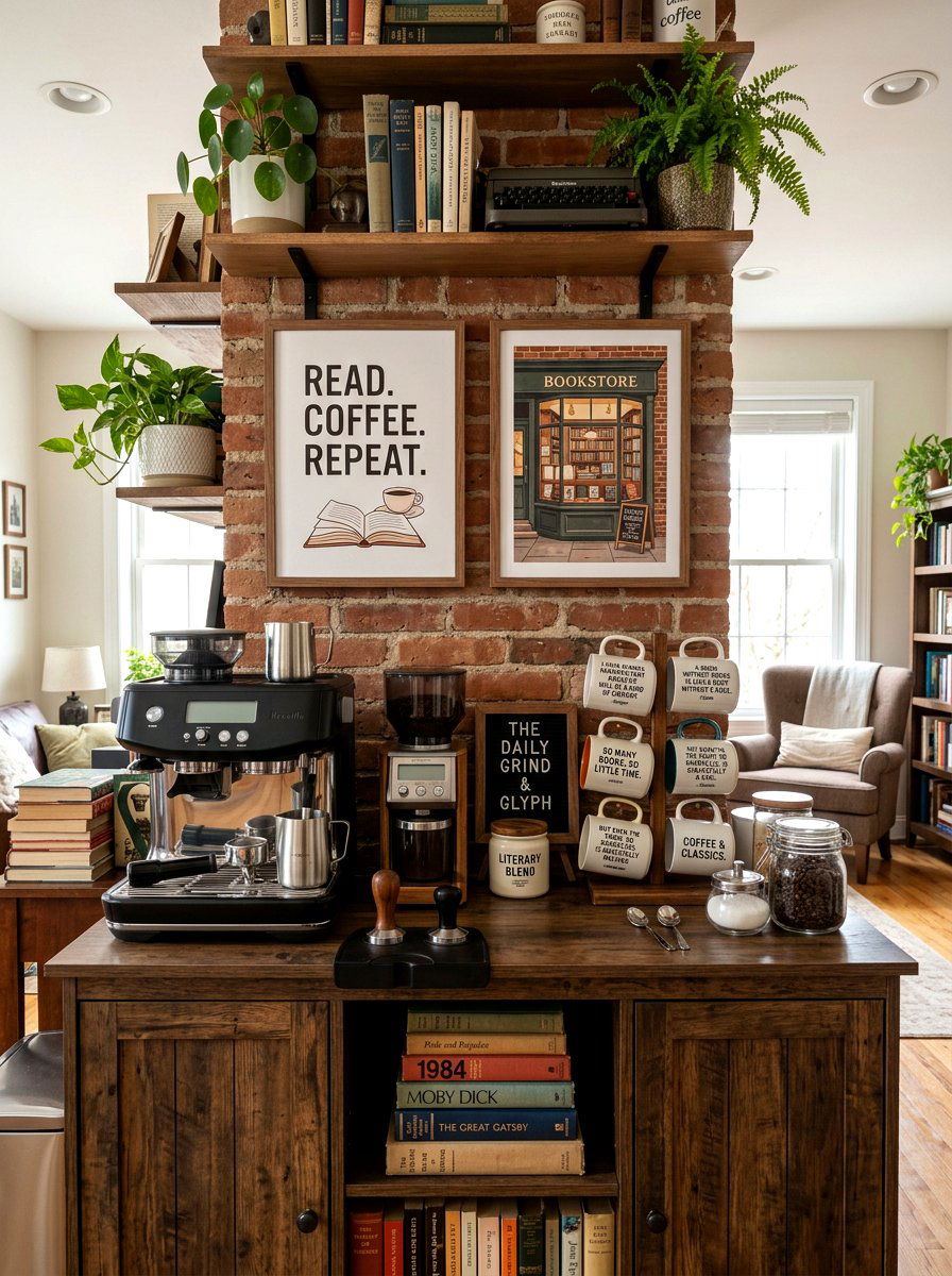 Literary Coffee Station - 30 dark academia room ideas