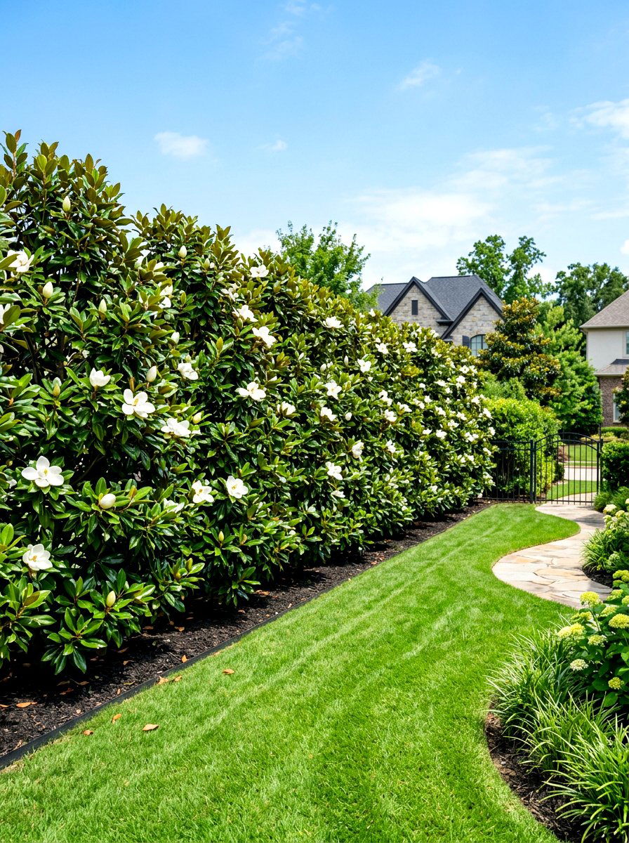 Little Gem Magnolia Hedge - 30 magnolia front yard ideas