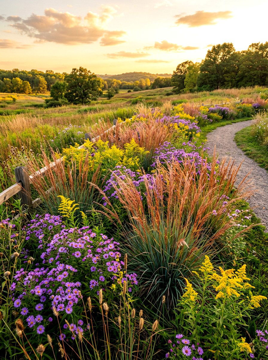 Little bluestem prairie style border - 30 ornamental grass border ideas