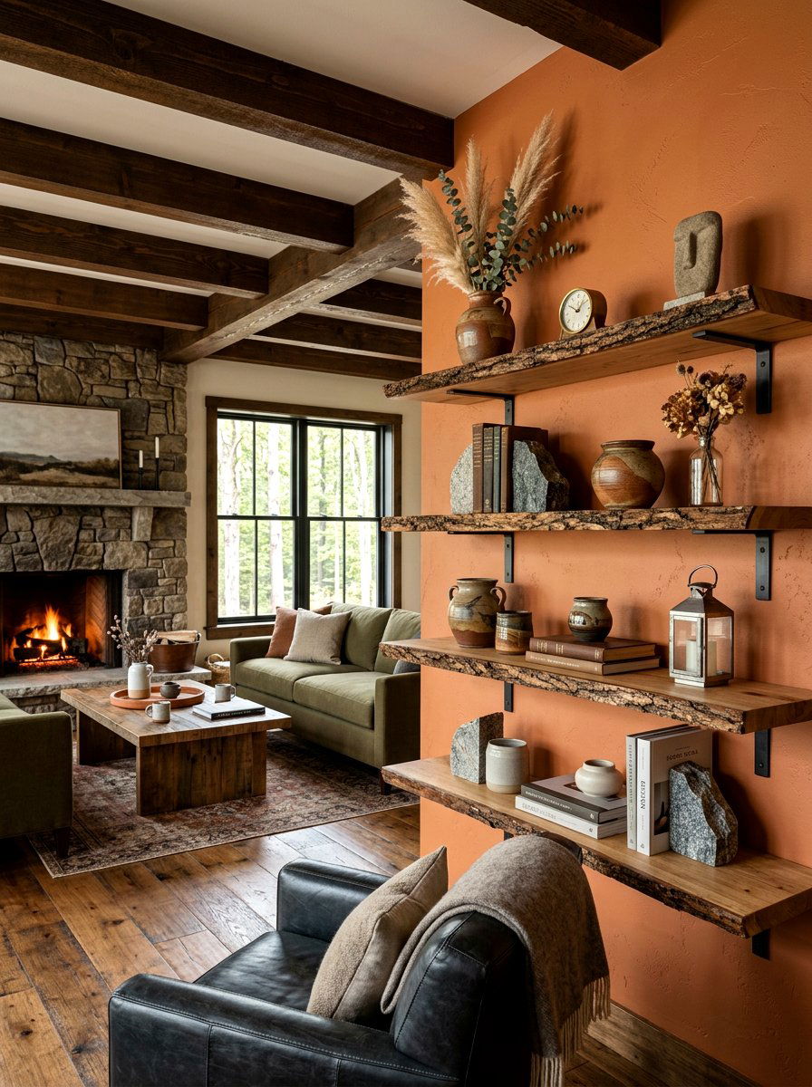 Live Edge Floating Shelves - 30 floating shelf ideas