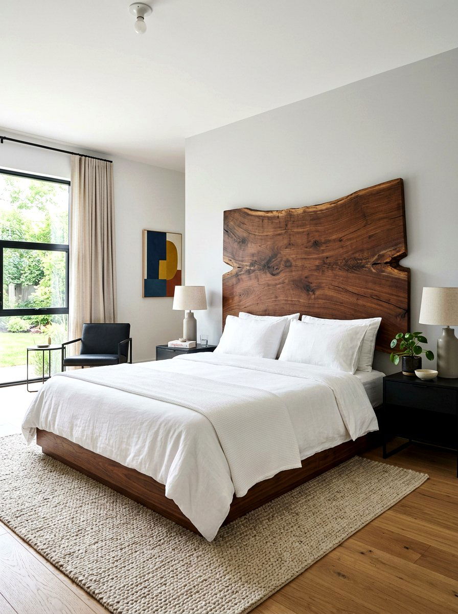 Live Edge Headboard - 30 rustic bedroom ideas