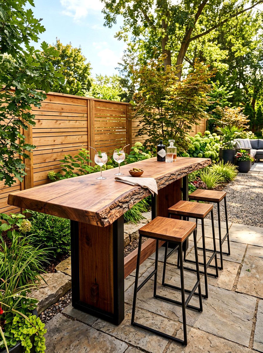 Live Edge Outdoor Bar - 30 outdoor countertop ideas