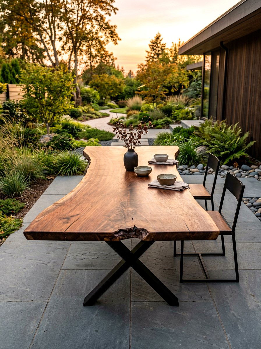 Live Edge Outdoor Table - 30 rustic outdoor furniture ideas