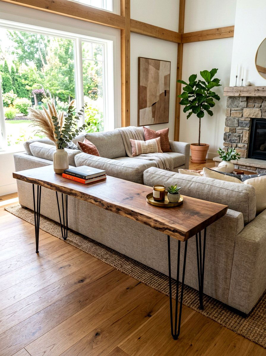 Live Edge Sofa Table - 30 sofa table ideas