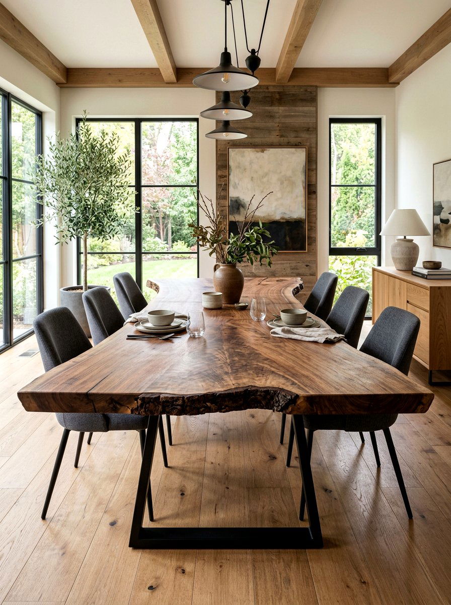 Live Edge Table - 30 rustic dining room ideas