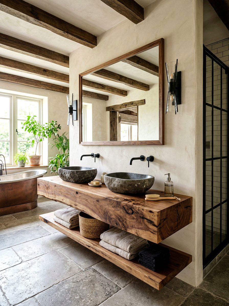 Live Edge Vanity - 30 rustic luxury bathroom ideas