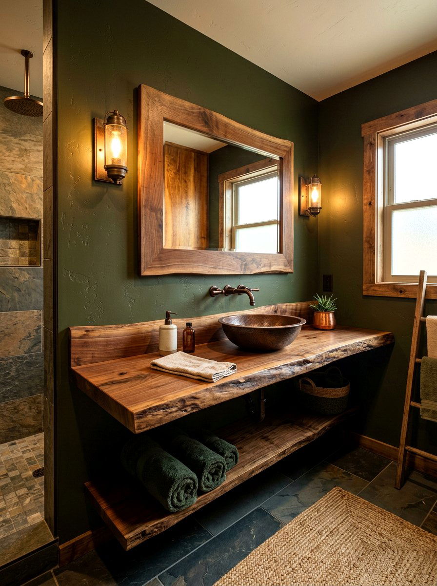 Live Edge Wood Bathroom - 30 forest inspired bathroom ideas