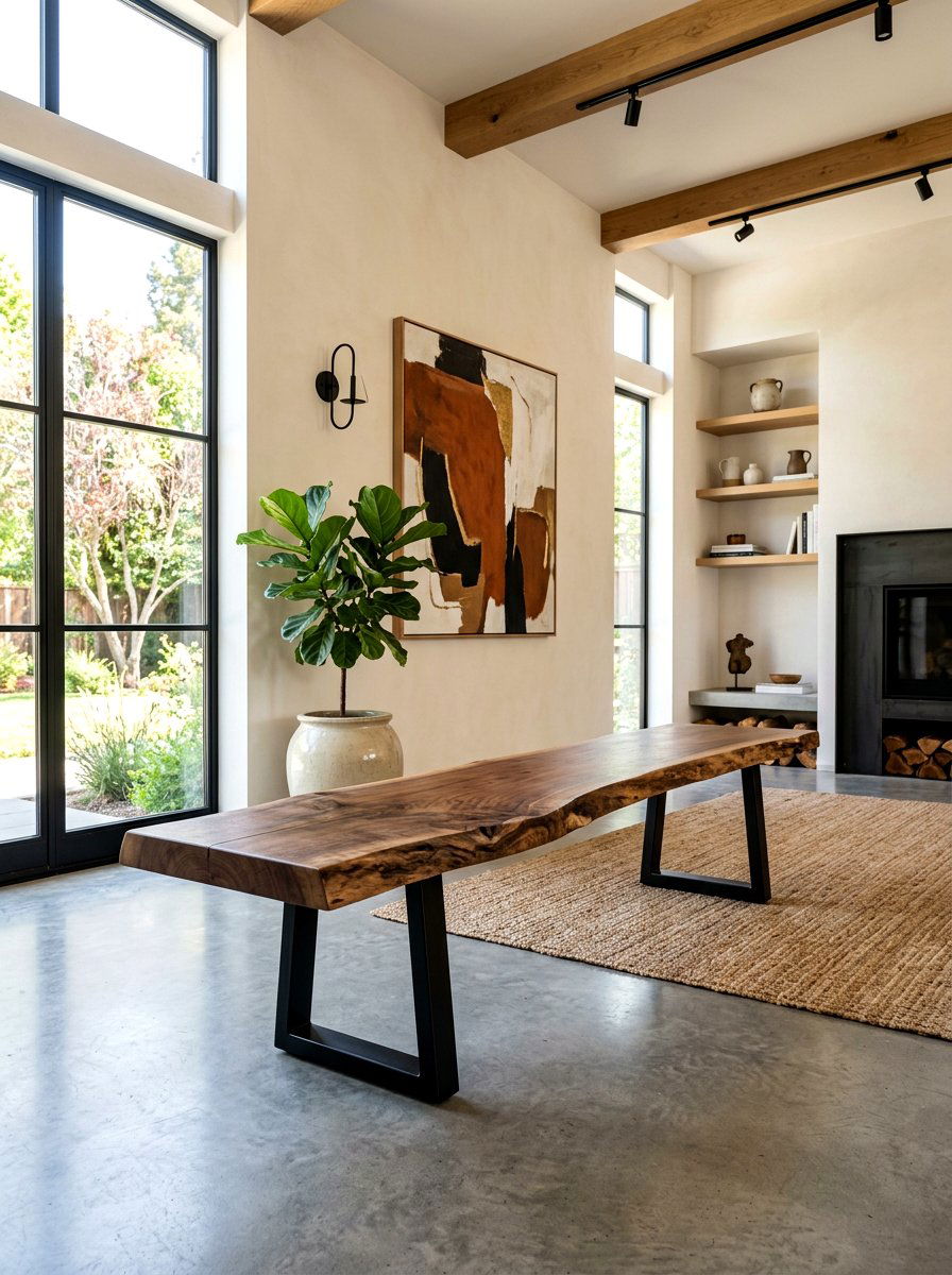 Live Edge Wood Bench - 30 farmhouse dining bench ideas