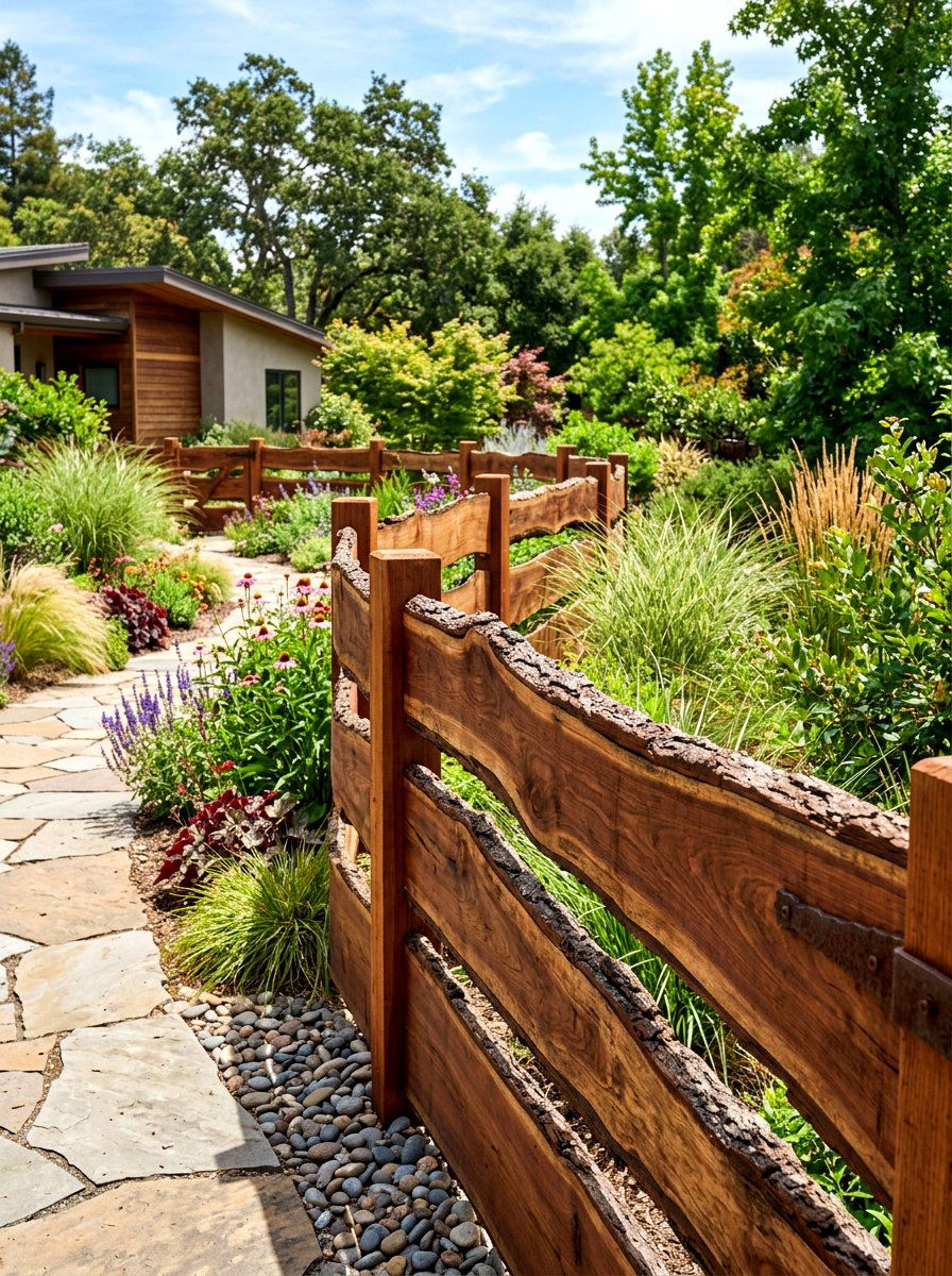 Live Edge Wood Fence - 30 rustic fence ideas