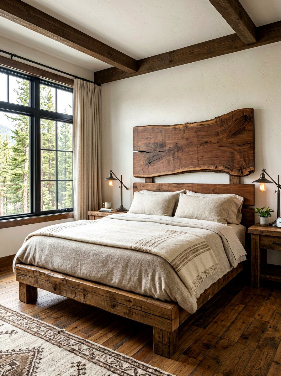 Live Edge Wood Headboard - 30 oversized headboard ideas