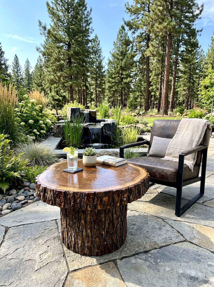 Live Edge Wood Stump Table - 30 outdoor side table ideas