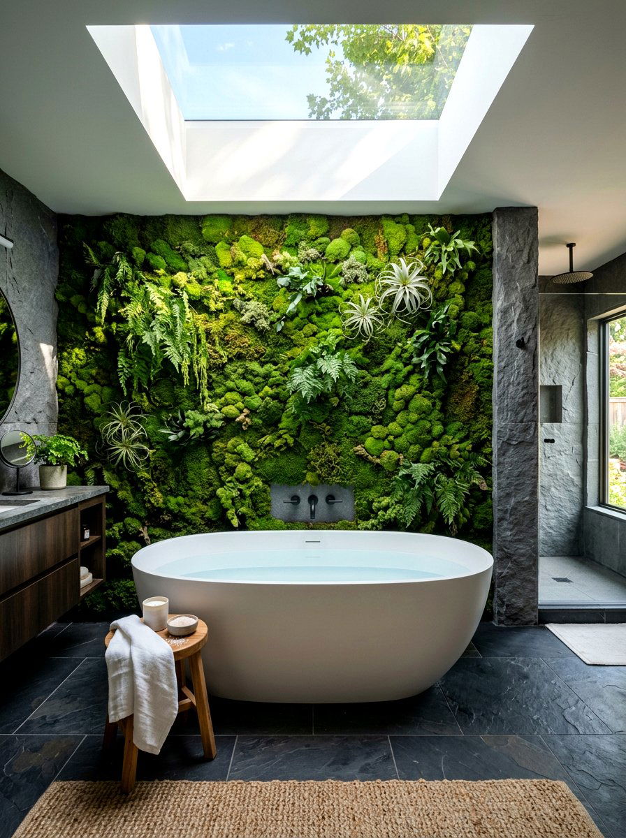Live Moss Bathroom Wall - 30 eco bathroom ideas