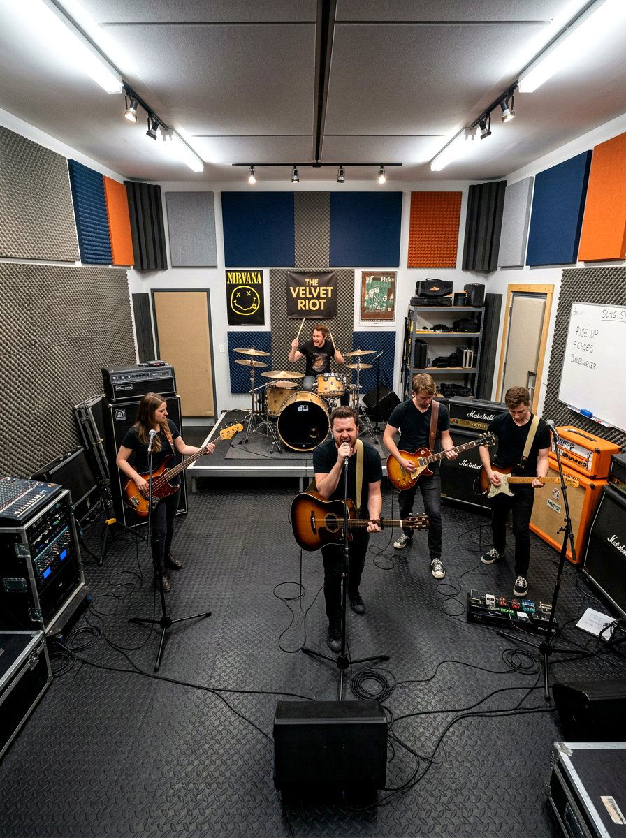 Live band rehearsal space - 30 recording room ideas