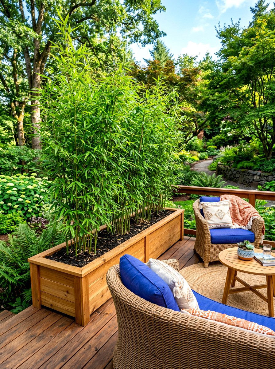 Living Bamboo Planter Box - 30 bamboo privacy screen ideas