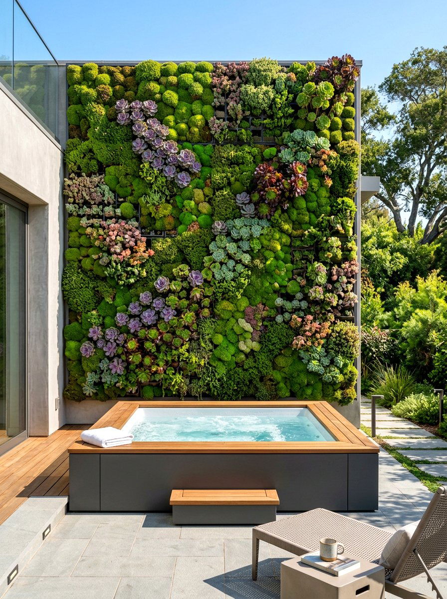Living Green Wall - 30 hot tub privacy ideas