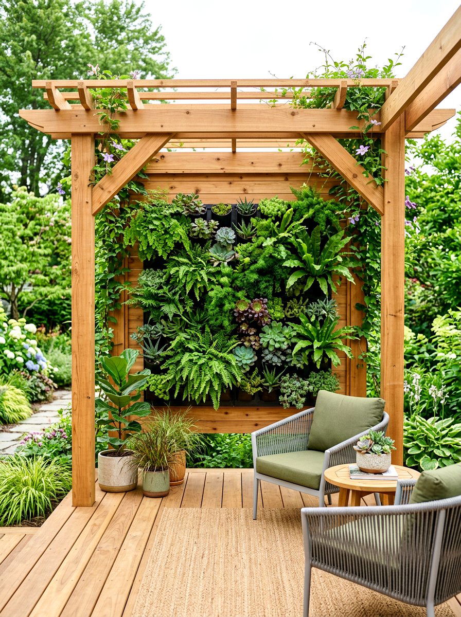 Living Green Wall - 30 pergola privacy wall ideas